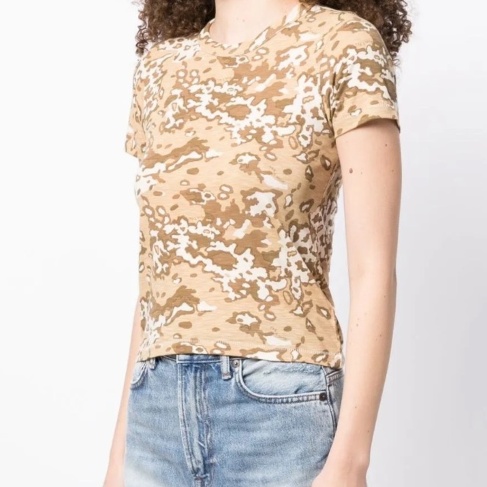 rag & bone Camouflage Short Sleeve Tee - Tan and Cream